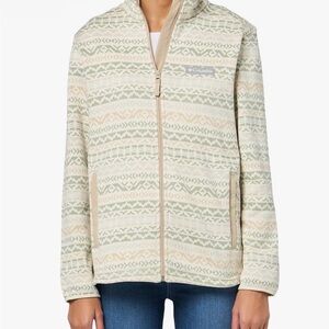 NWT Columbia Women's Full-Zip Sweater Weather Jacket - Cream and Green